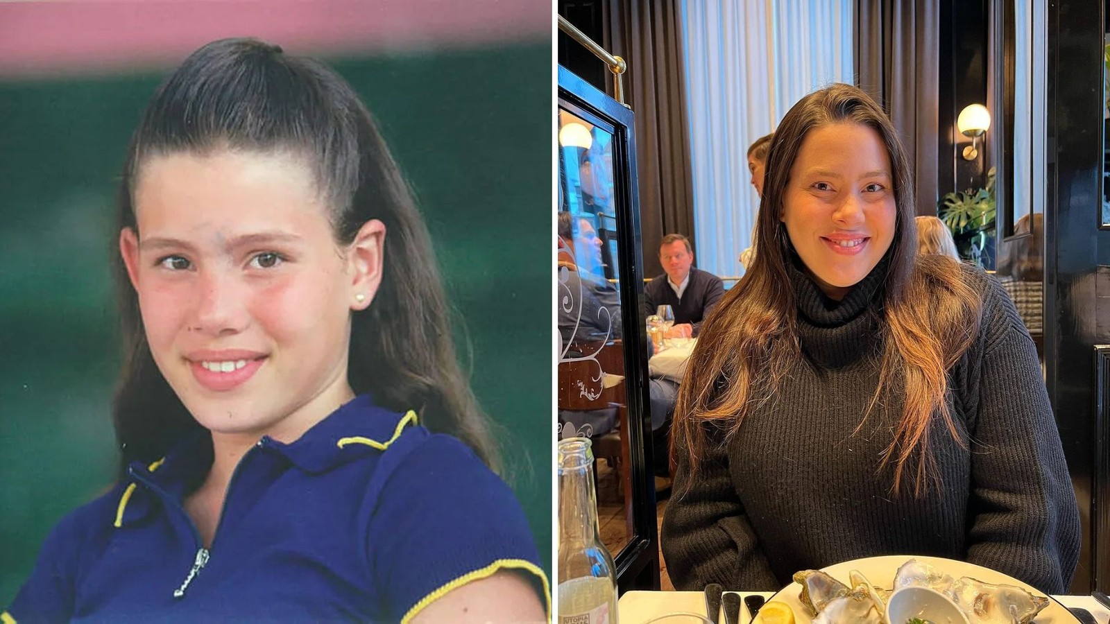 Larissa Queiroz iniciou a carreira como atriz mirim. Ela fez "Sonho meu", "História de amor", "Por amor", "Um anjo caiu do céu" e a minissérie "Chiquinha Gonzaga". Seu último trabalho foi em "Insensato coração". Depois, focou na carreira de chef de cozinha ao estudar Gastronomia — Foto: Acervo/Globo e Reprodução/Instagram