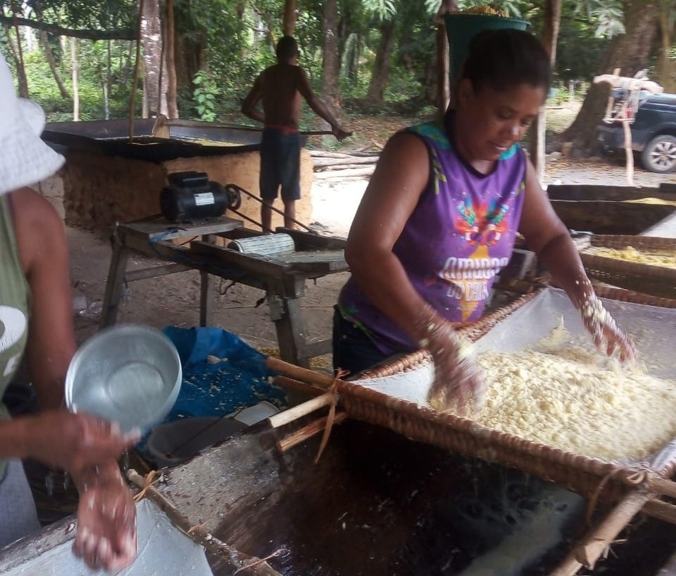 Produção de farinha no quilombo Boa Esperança II, em Serrano do Maranhão — Foto: Arquivo pessoal