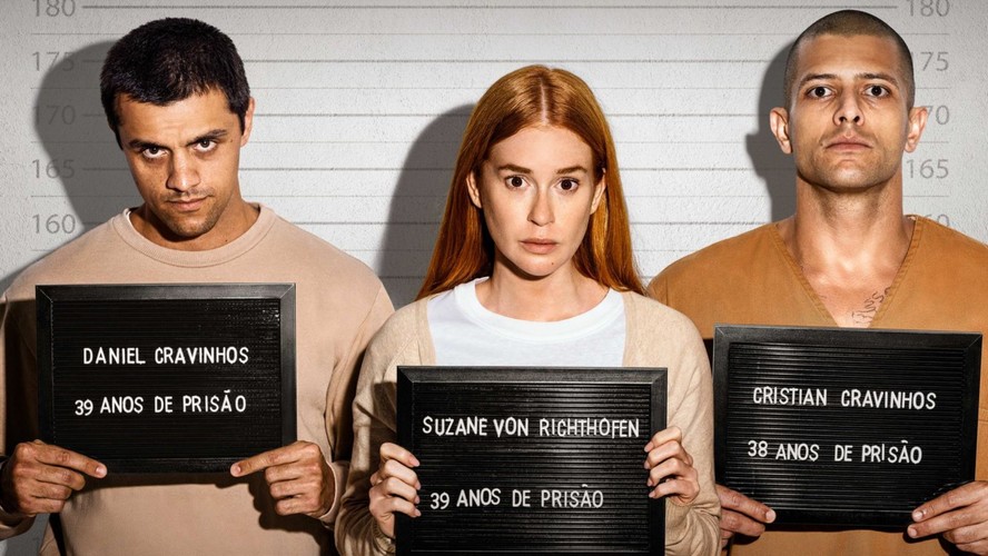 Felipe Simas, Marina Ruy Barbosa e Kelner Macedo em 'Tremembé'