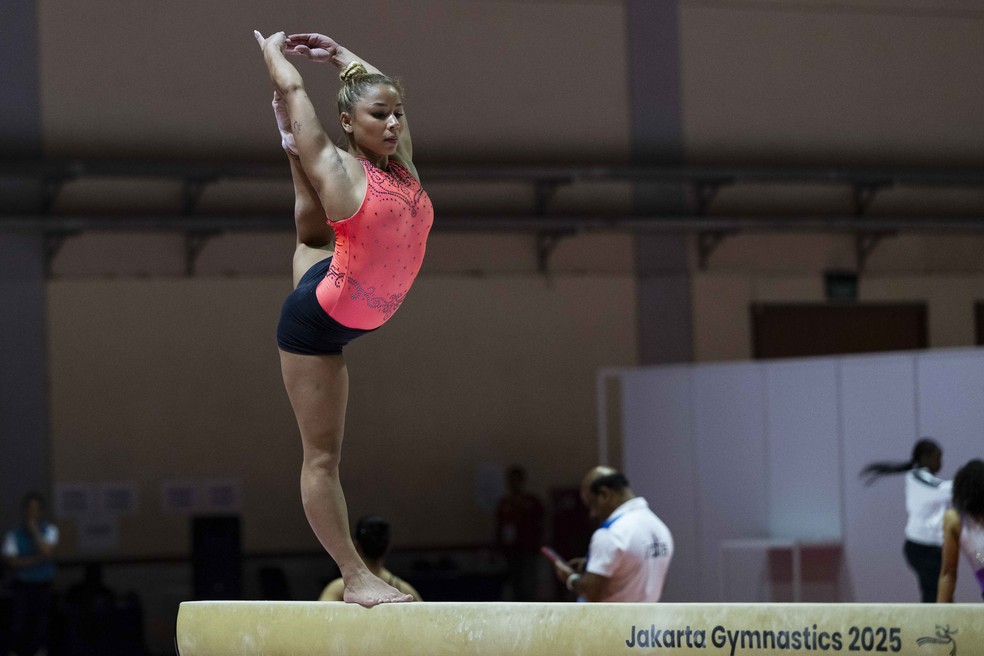 Flávia Saraiva: ginasta mais experiente da seleção brasileira no Mundial de Jacarta-2025 — Foto: MeloGym/CBG