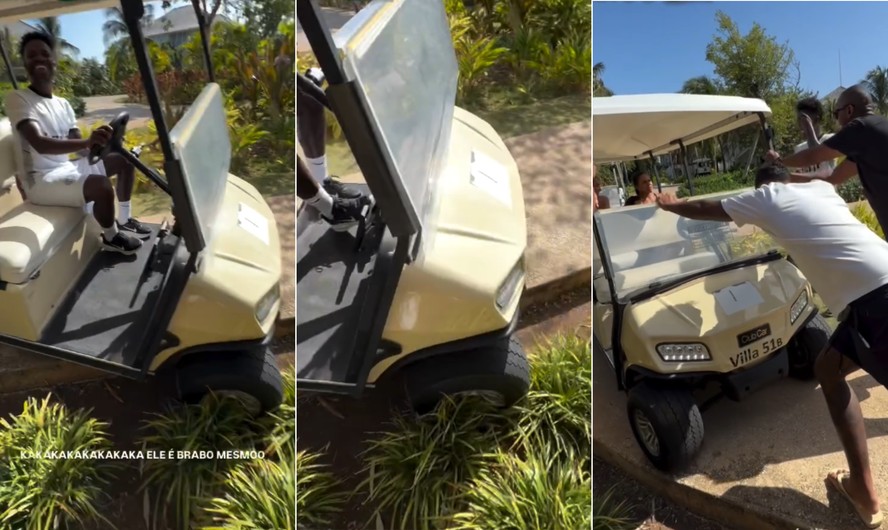 Virginia grava 'acidente' de Vini Jr. com carrinho em resort na Jamaica