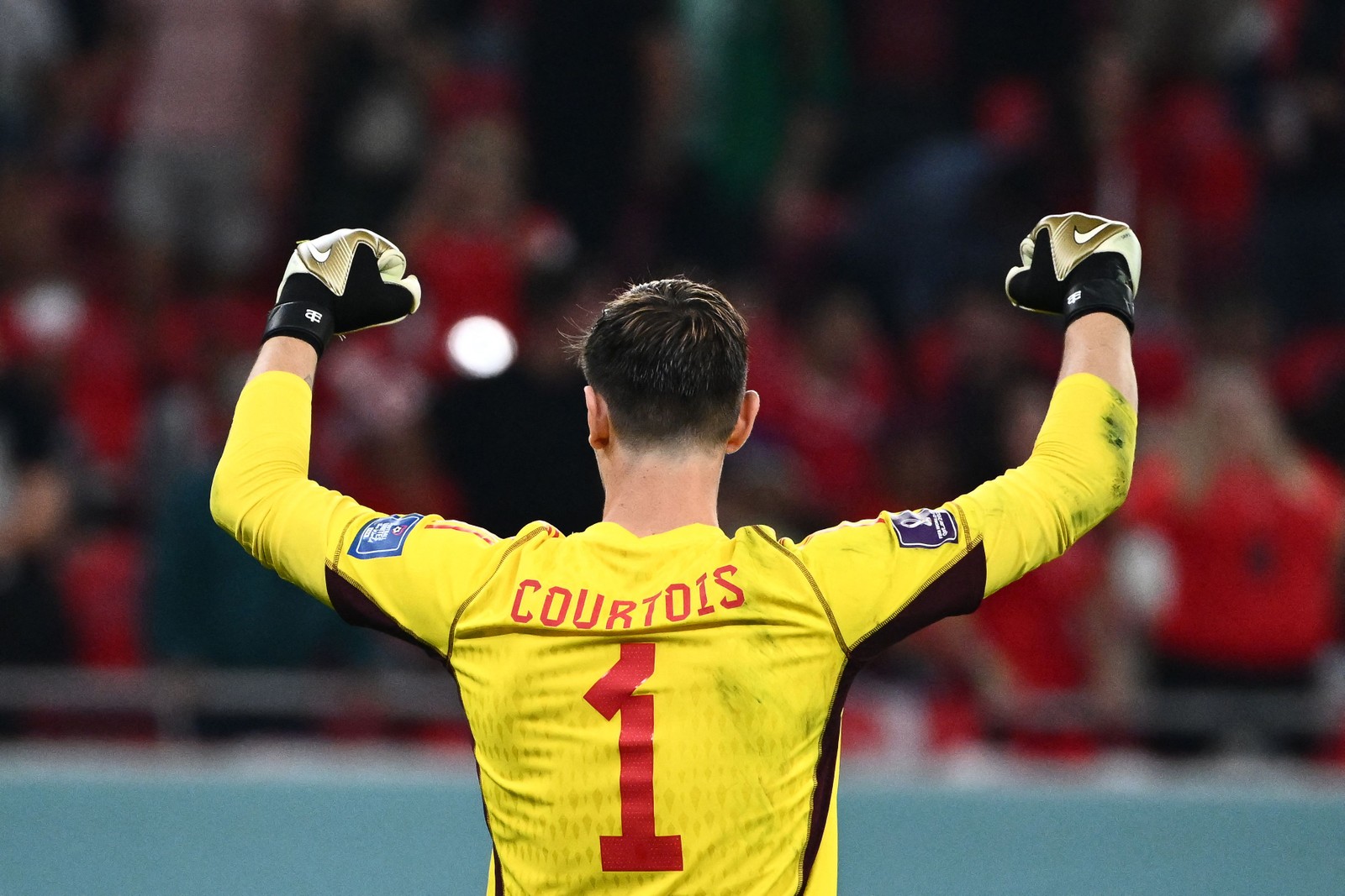 Cortouis, goleiro da Bélgica, foi um dos grandes responsáveis pela vitória magra de 1 a 0 sobre o Canadá — Foto: JEWEL SAMAD/AFP