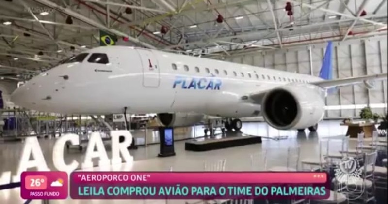 Conheça avião do Palmeiras comprado por Leila Pereira, presidente do clube — Foto: Reprodução TV Globo