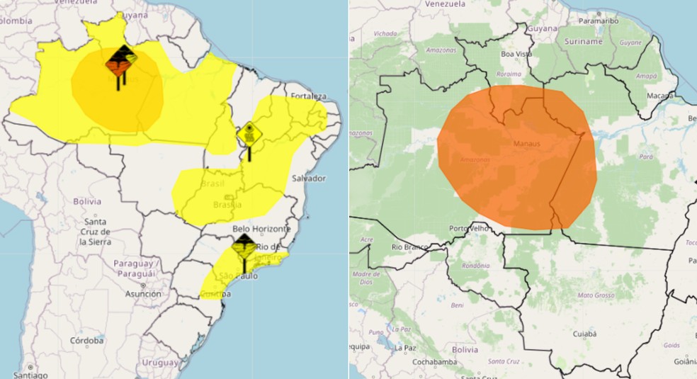 Alertas do Inmet para esta quinta-feira (9) — Foto: Reprodução / Inmet
