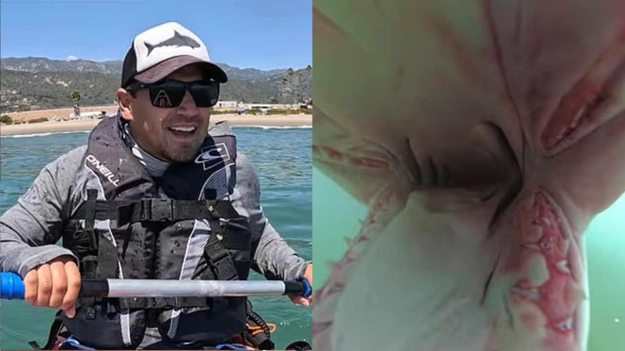 Cineasta registra momento em que tubarão morde câmera acoplada a caiaque na Califórnia; vídeo