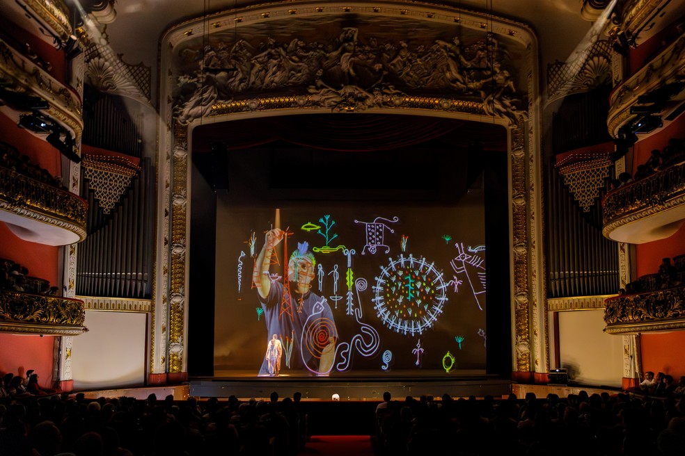 Montagem de "O guarani", de Carlos Gomes, abordou marco temporal — Foto: Bruna Damasceno