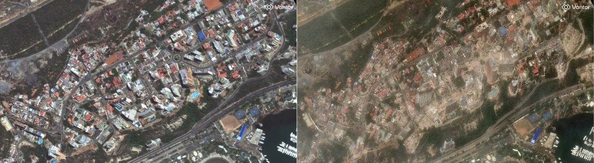 Imagens de satélite mostram antes e depois de área mais devastada por terremotos na Venezuela: 