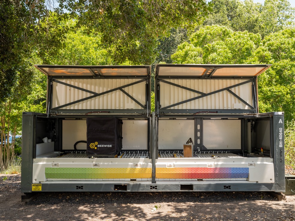 Equipped with a camera and robotic arm, the Beehomes can take regular images of the paintings inside