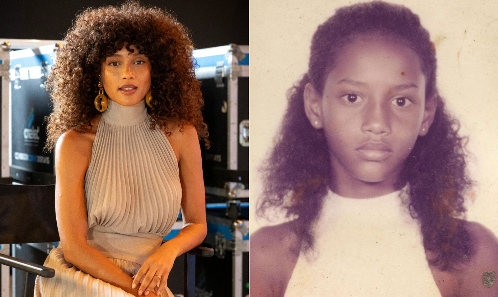 A atriz Tayce Araujo, que interpretará Raquel Aquiole no remake de “Vale tudo”, era criança quando o clássico foi lançado – Imagem: Divulgação & Reprodução / Instagram