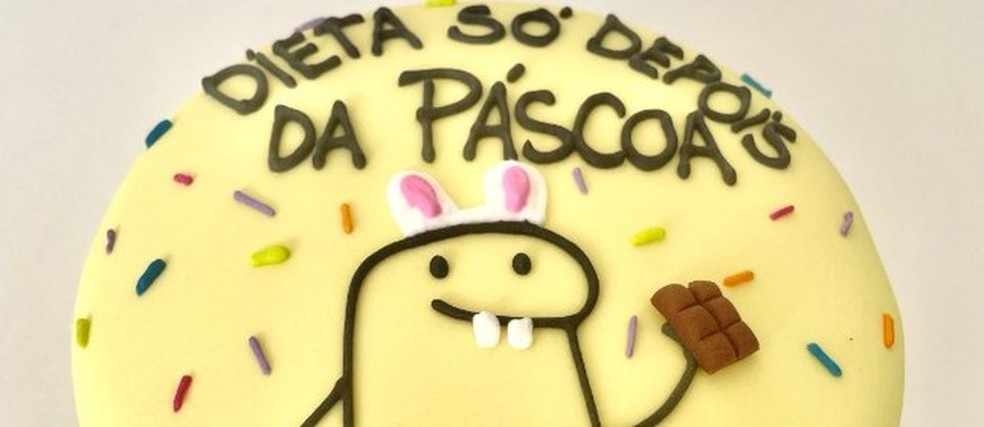 Meu Vício Desde o Início: bentô cake com frases sobre a Páscoa — Foto: Divulgação