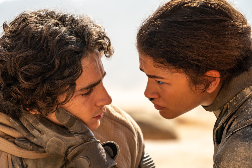 Timothée Chalamet e Zendaya em 'Duna 2' — Foto: Divulgação