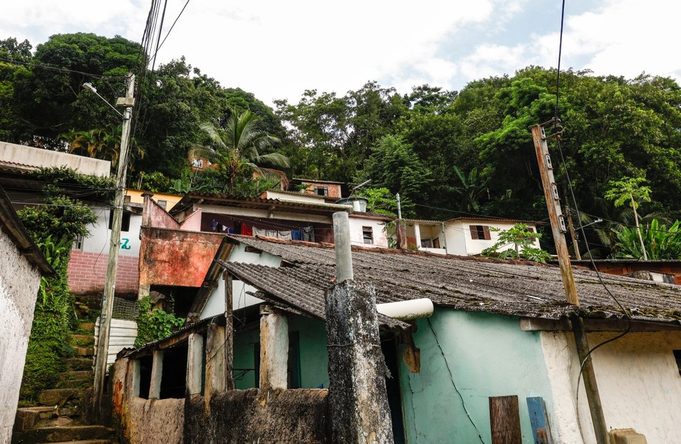 O Morro São Lourenço, no Belém: casas em área de risco — Foto: Gabriel de Paiva