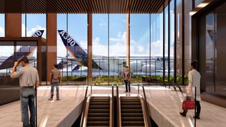 Projeto do interior do futuro terminal VIP que será construído no aeroporto de Guarulhos — Foto: Divulgação