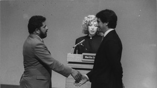Debate em 1989: Lula e Fernando Collor diante de Marilia Gabriela, na TV Manchete — Foto: Arquivo/Rede Manchete