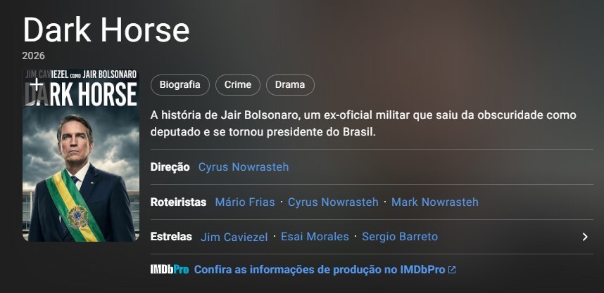 CGU apura se emendas parlamentares financiaram ‘Dark Horse’, filme sobre Bolsonaro