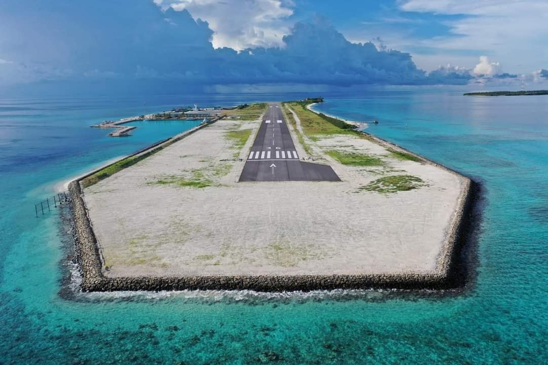 O Aeroporto de Madivaru, no atol de Lhaviyani, nas Maldivas, foi inaugurado em fevereiroReprodução