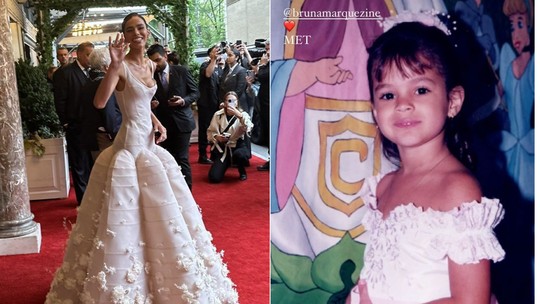 Bruna Marquezine opta por vestido inspirado por modelo que usou na infância