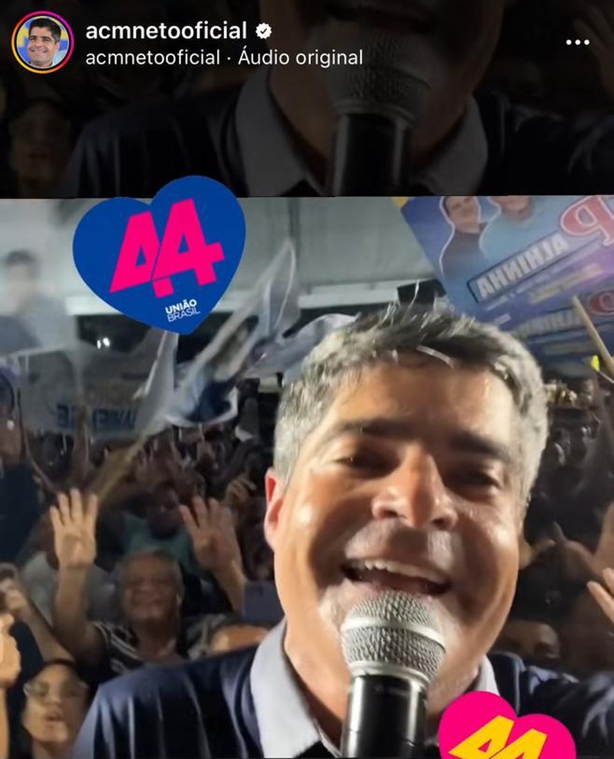 ACM Neto publica vídeo e estampa número do partido no Instagram