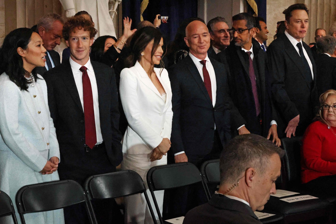 Donos das big techs na posse de Trump — Foto: Chip Somodevilla / POOL / AFP)