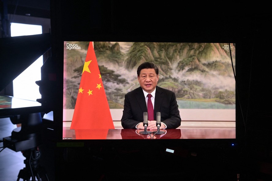 Presidente chinês, Xi Jinping, durante discurso virtual em Davos