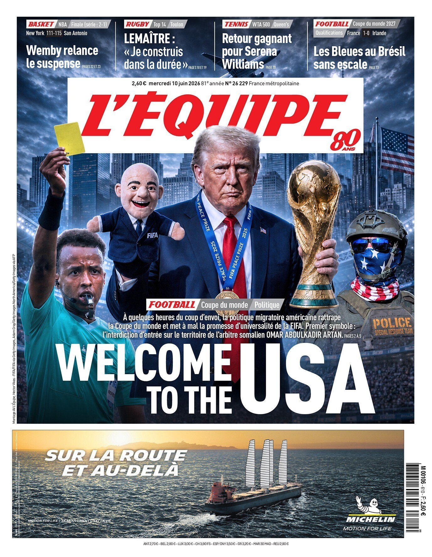 Dono da Copa? Jornal francês posiciona Trump no centro das p