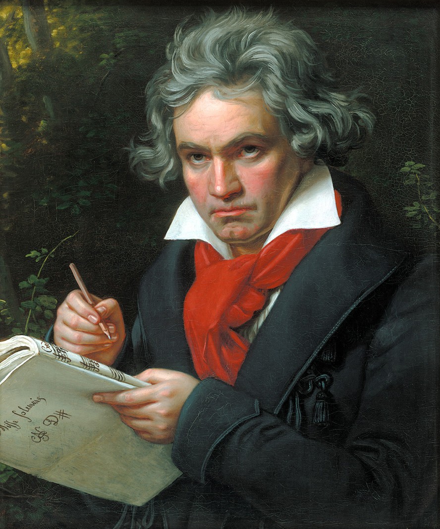 O compositor alemão Ludwig van Beethoven, em pintura a óleo de Joseph Karl Stieler (1820)