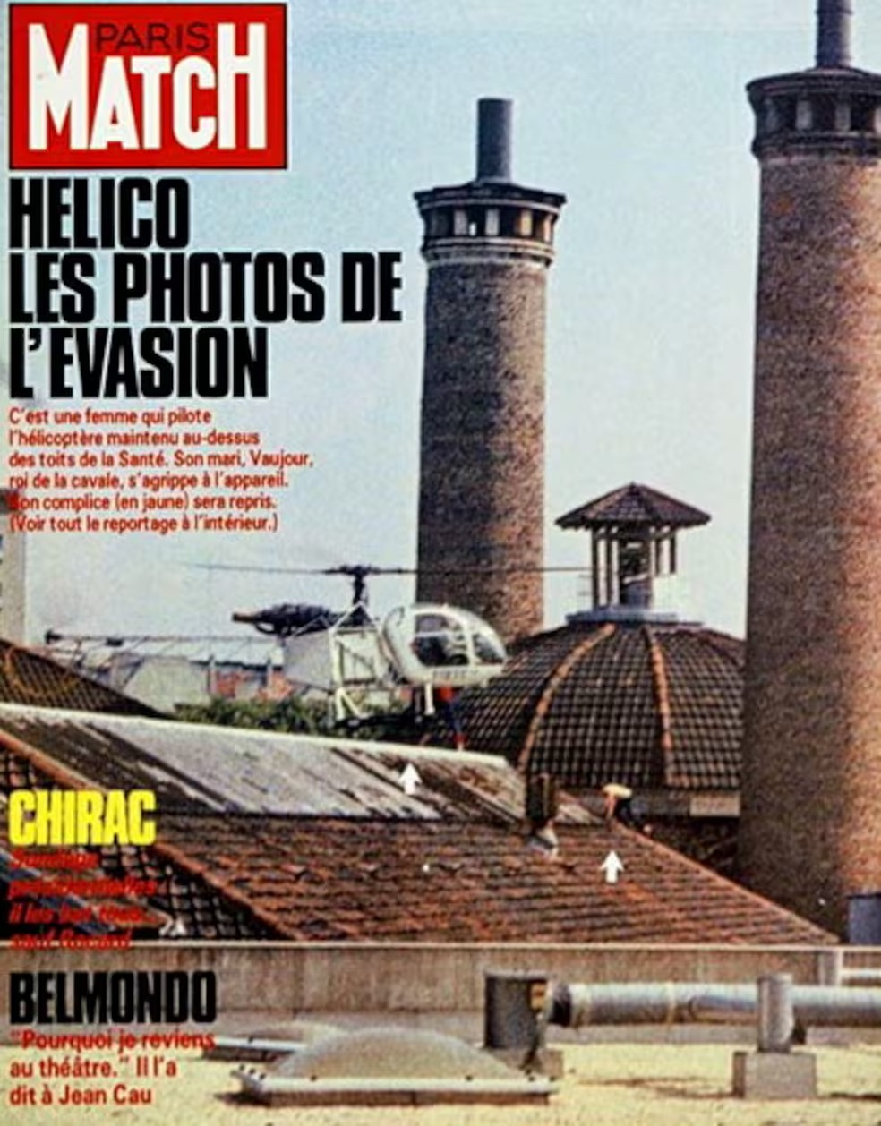 História de Nadine e Michel estava em todos os jornais e revistas: manchetes que iam de "a mulher que aprendeu a voar por amor" a "a fuga mais romântica" — Foto: Reprodução