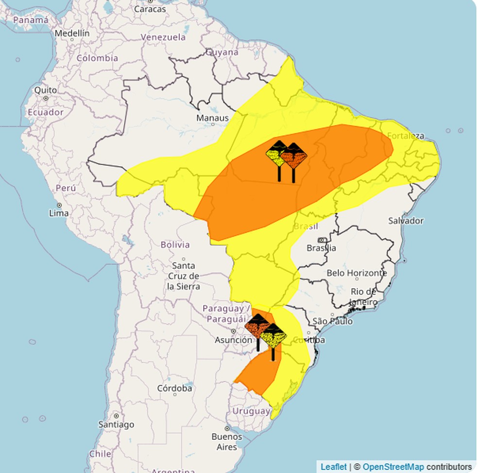Weather forecast for Tuesday, December 23 — Photo: Reproduction / Inmet