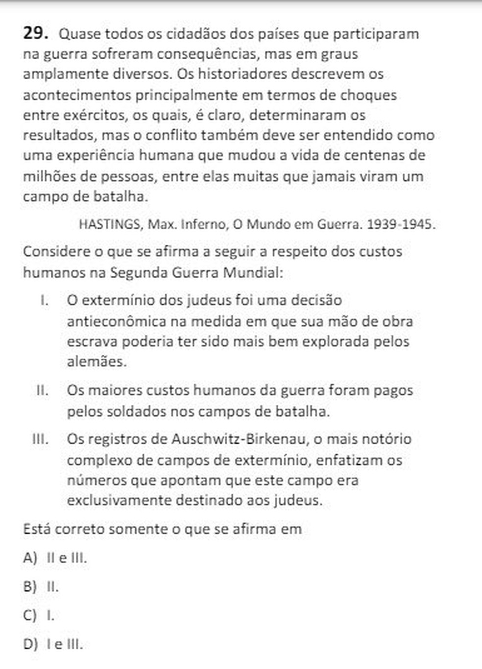 Questão do vestibular de 2024.2 da UECE é acusada de antissemitismo  Foto: Reprodução