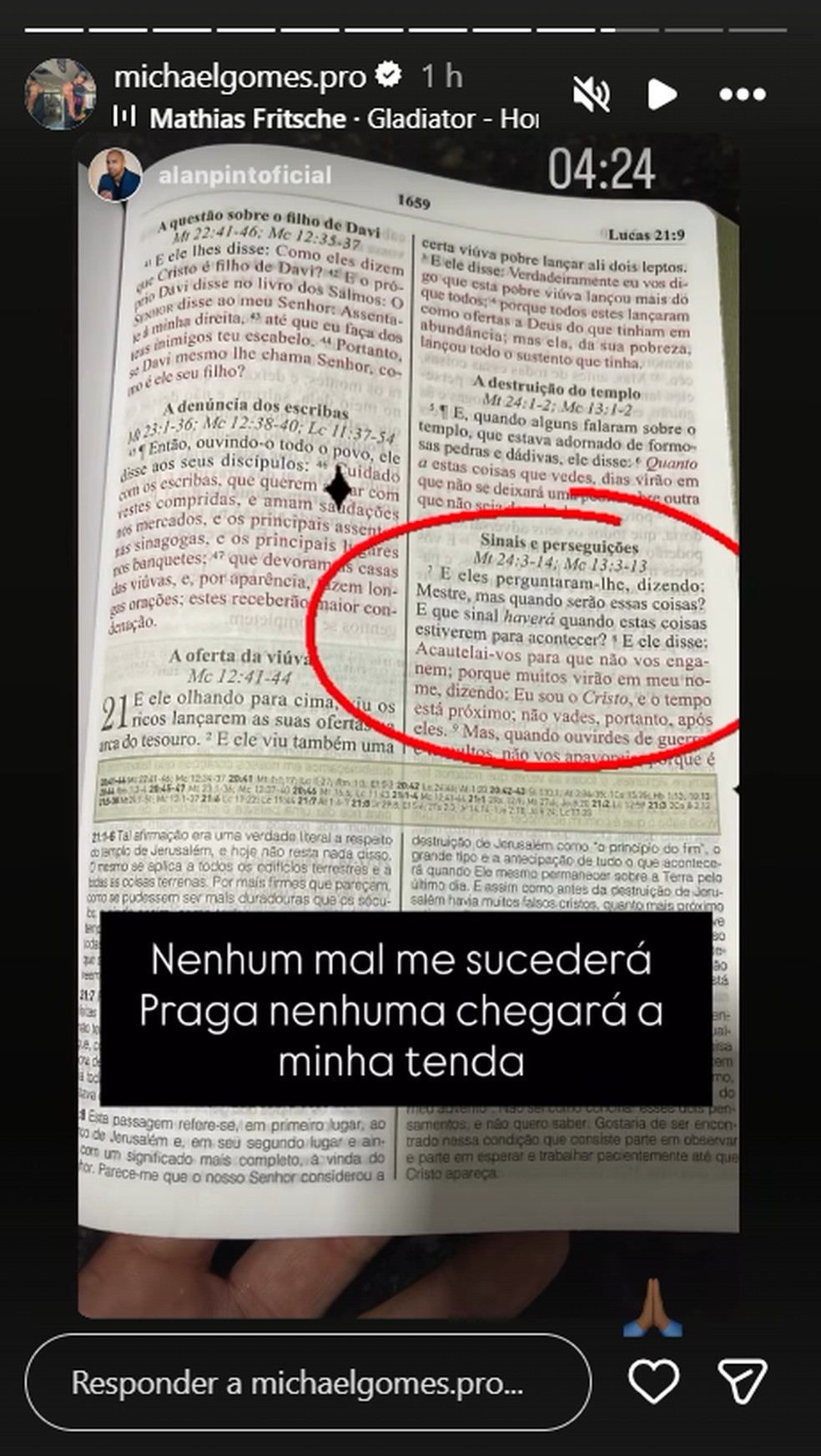 Personal trainer de Virginia Fonseca posta mensagem bíblica após polêmica — Foto: Reprodução/Instagram