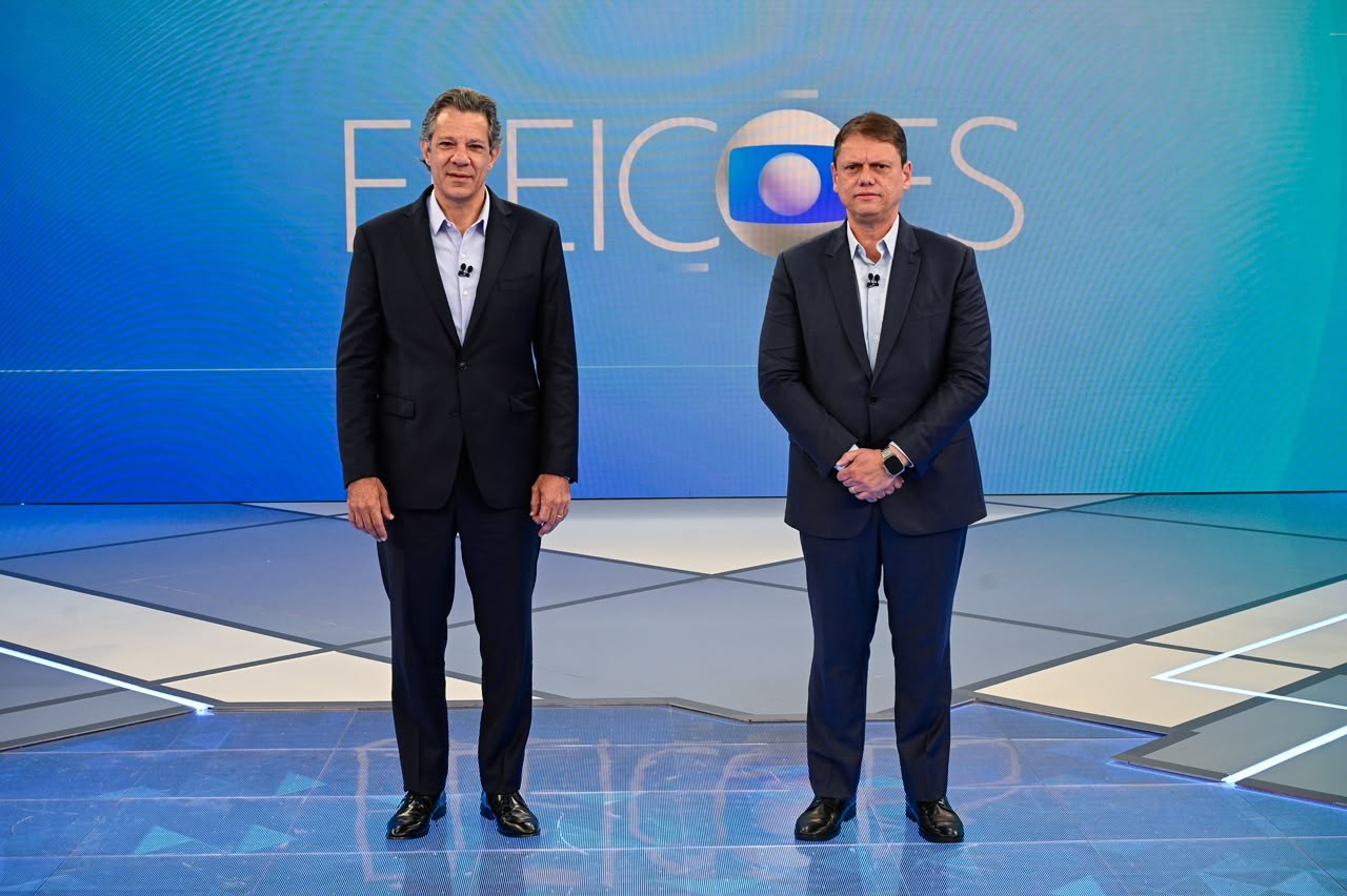Debate da Globo em SP: Tarcísio e Haddad apostam no 'economês' e travam embate nacional sobre segurança e corrupção - Foto
