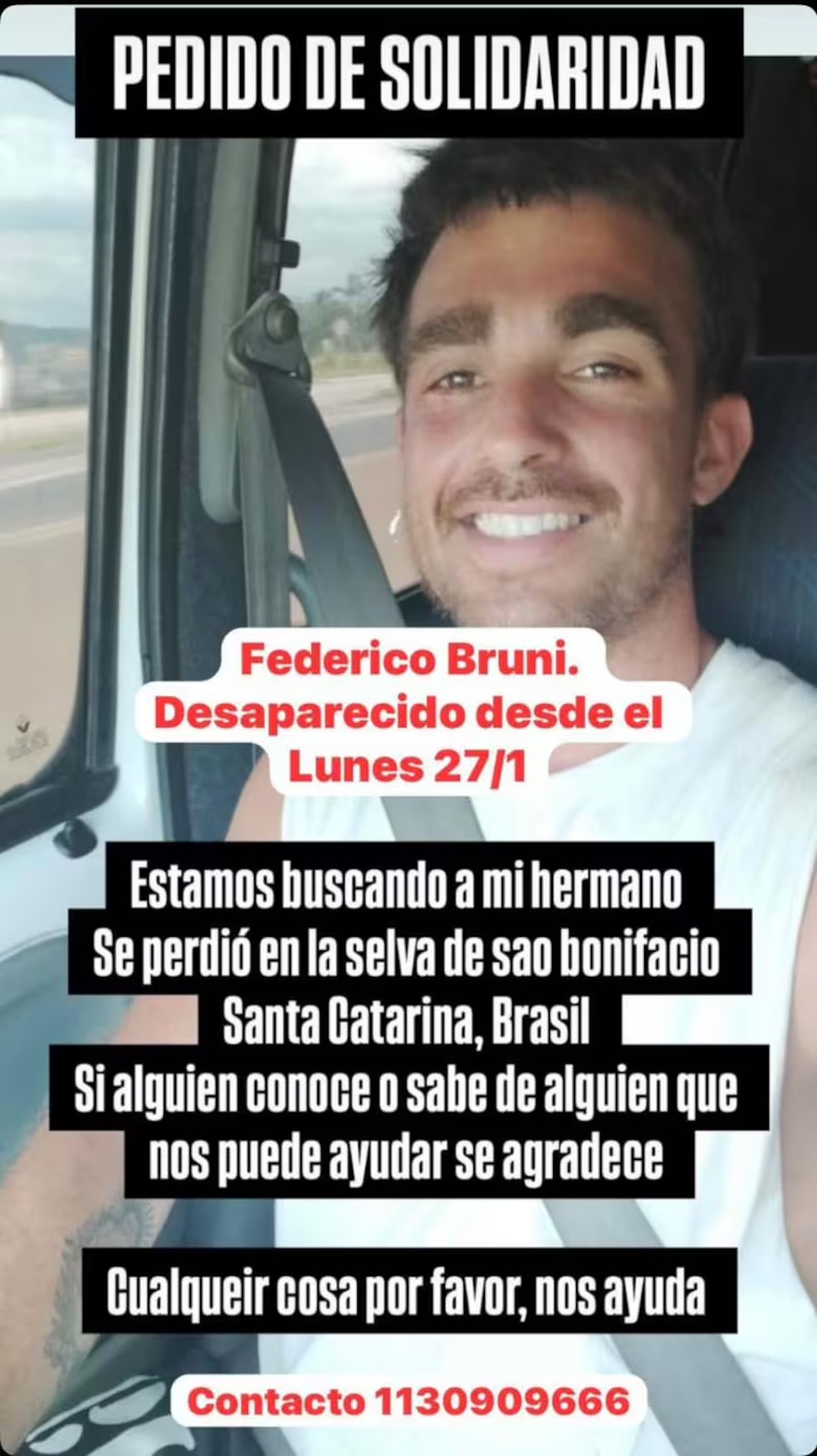 Família pede ajuda para achar Federico — Foto: Reprodução