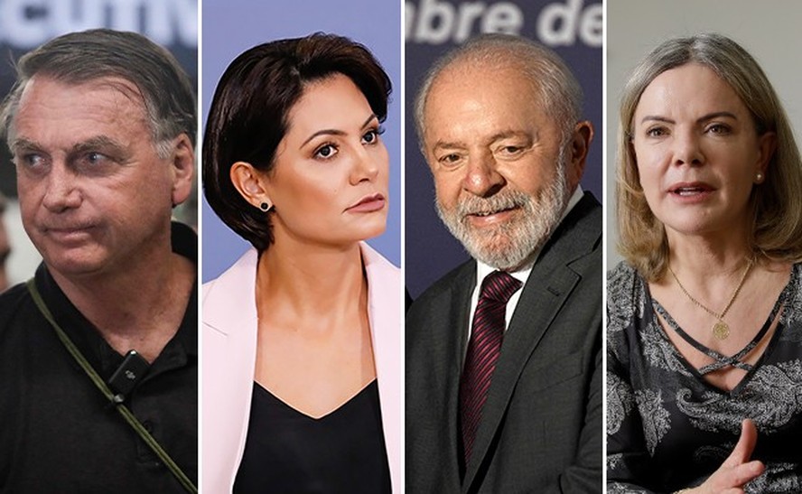 Jair Bolsonaro, Michelle Bolsonaro, Lula e Gleisi Hoffmann