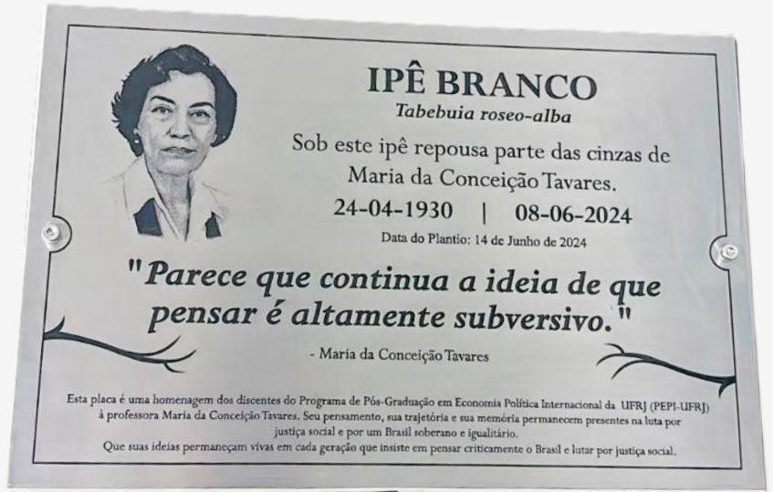 Campus da Praia Vermelha da UFRJ terá homenagem a Maria da Conceição Tavares