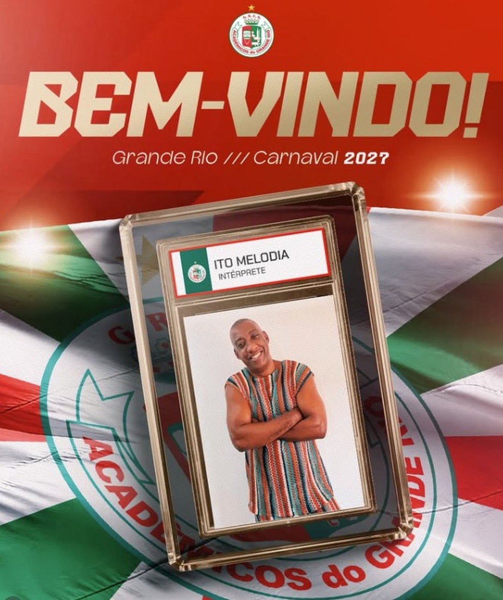 O anúncio oficial de Ito Melodia na Grande Rio — Foto: Reprodução da internet