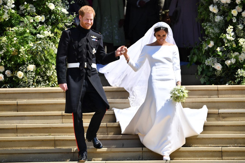 Harry e Meghan se casaram em 2018, no Castelo de Windsor — Foto: Getty Images