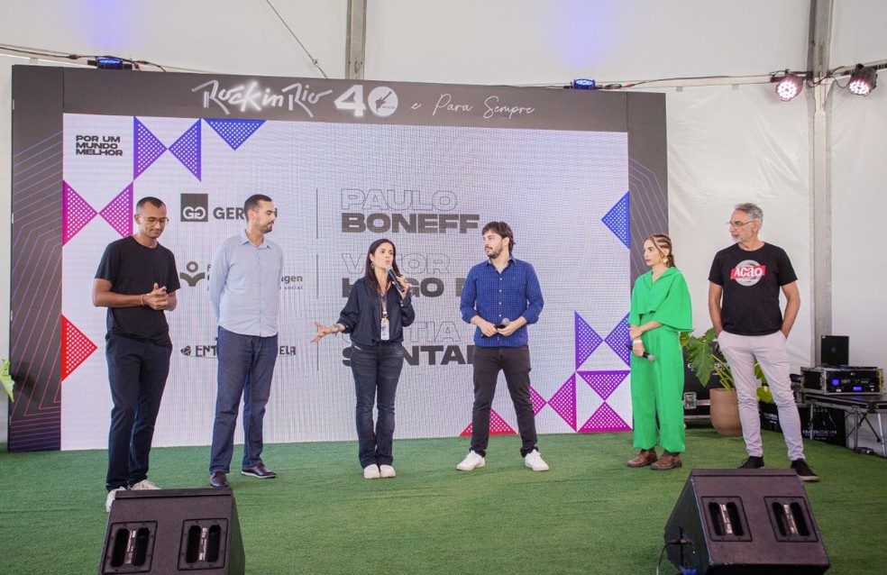Coletiva de imprensa do Rock In Rio 2024. No evento abordaram-se as iniciativas sociais e sustentáveis que o Rock In Rio promove — Foto: Beatriz Orle/O Globo.