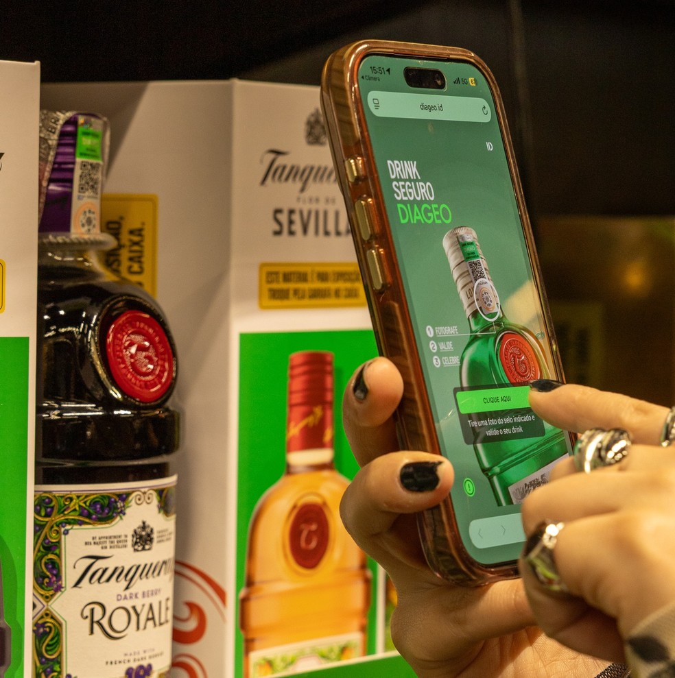 Selo Drink seguro Diageo, com tecnologia antifraude, tem 99% de segurança contra falsificações — Foto: Divulgação