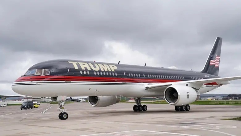Boeing 757, do ex-presidente dos Estados Unidos Donald Trump, é avaliado em R$ 474 milhões — Foto: Reprodução