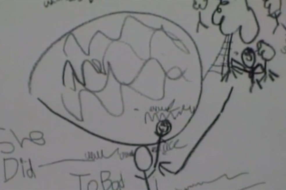 AJ's drawing of his sister's murder — Photo: Reproduction