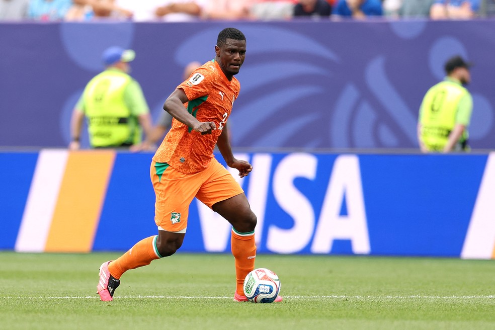 Ousmane Diomande na partida Curaçao x Costa do Marfim — Foto: Getty Images via AFP