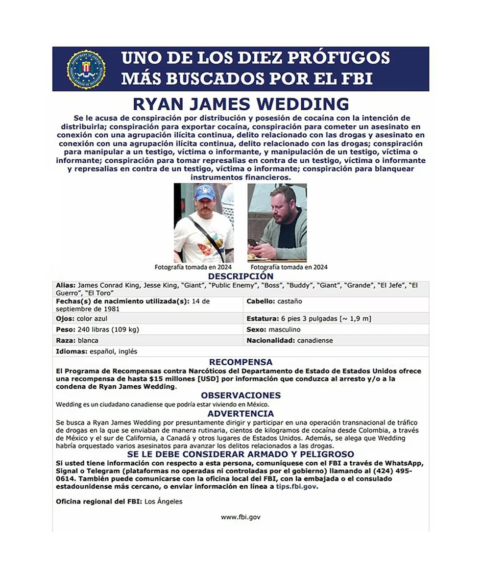He is one of the FBI's most wanted fugitives – Photo: Disclosure/U.S. Embassy and Consulates in Mexico