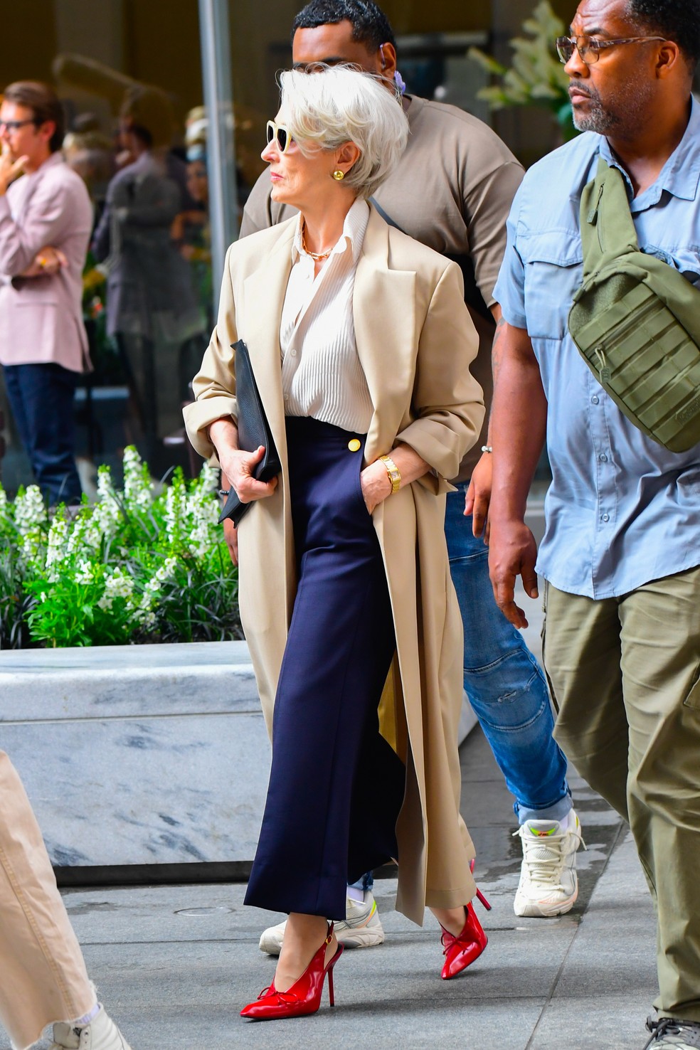 Meyl Streep nas filmagens de "O diabo veste Prada 2" — Foto: GettyImages