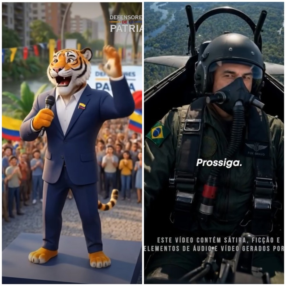 O colombiano Espriella usou vídeos de IA na campanha, estratégia também adotada por Flávio Bolsonaro — Foto: Reprodução