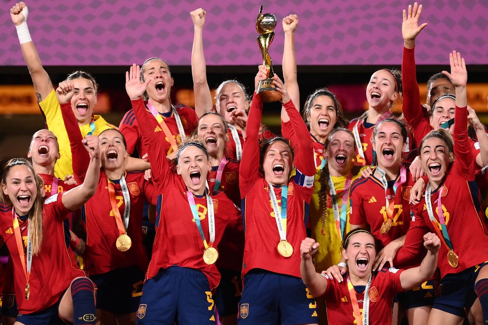 Espanha venceu a Inglaterra e se tornou campeã da Copa do Mundo pela primeira vez — Foto: Franck Fife/AFP