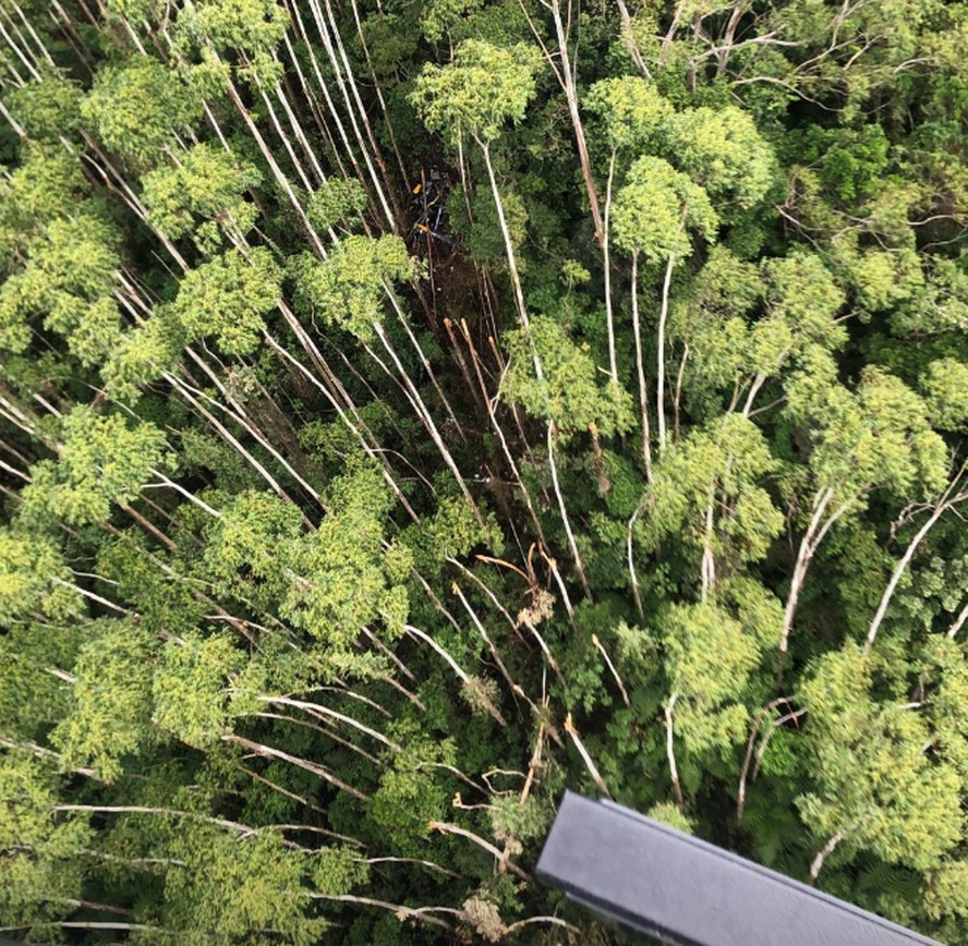 Equipes de busca encontraram helicóptero em área de mata