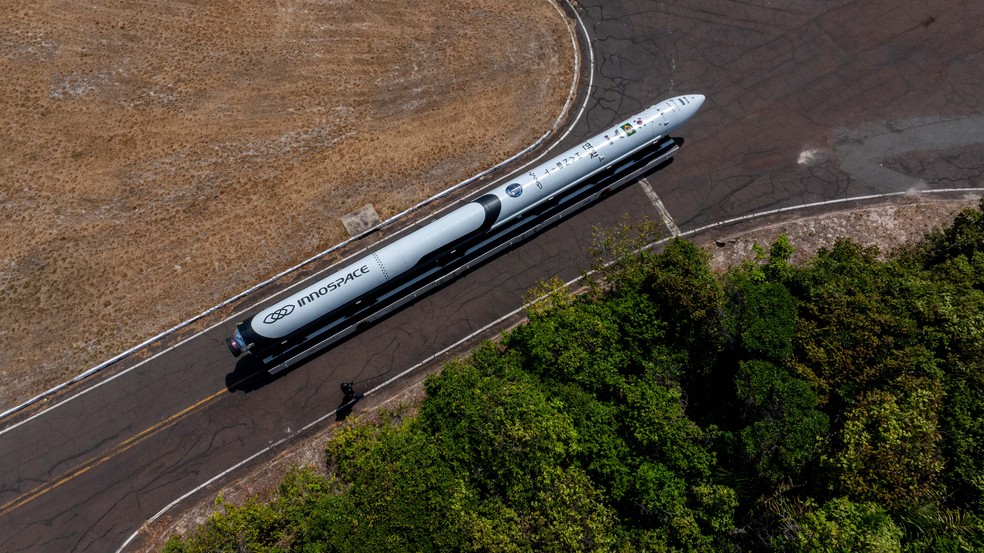 Foguete HANBIT-Nano, que será lançado do Centro de Lançamentos de Alcântara em dezembro — Foto: Reprodução: FAB