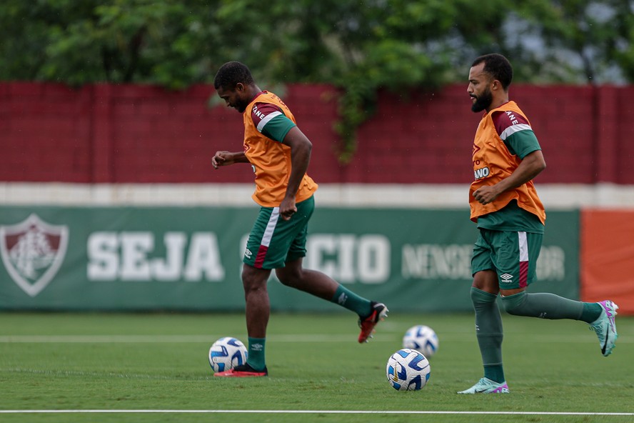 Marlon e Samuel Xavier no treino do Fluminense