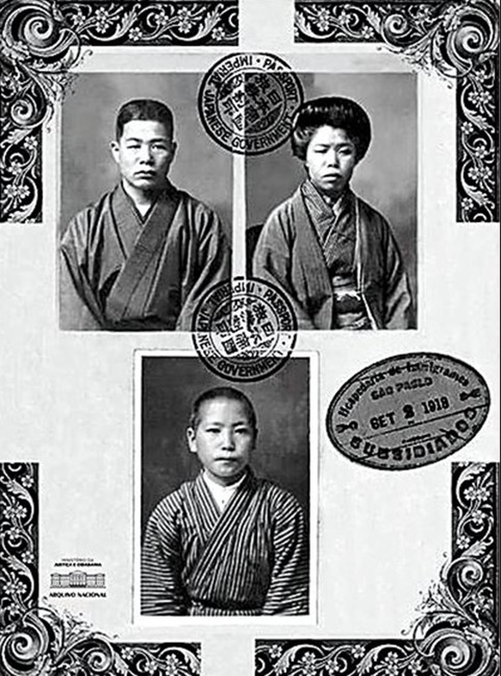 Fichas de imigrantes japoneses recém-chegados ao Brasil no século XX — Foto: Divulgação - Arquivo Nacional