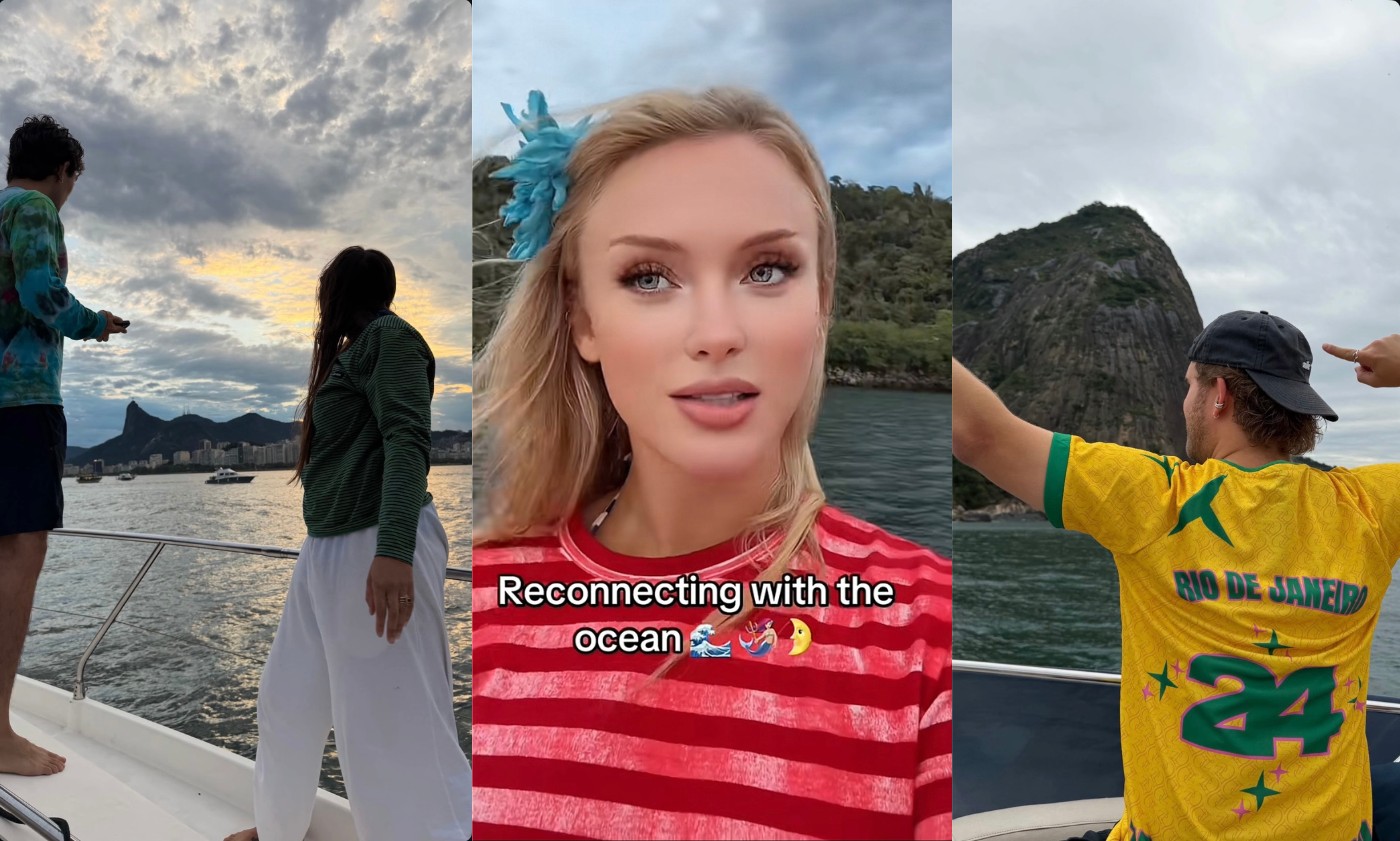 Ao som de João Gilberto, Zara Larsson publica registro de passeio de barco com amigos no Rio